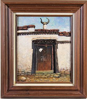 "Doorway, Tibet"  American, Oil on Panel