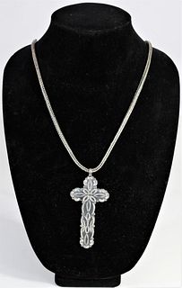 Long Sterling Silver Cross Necklace