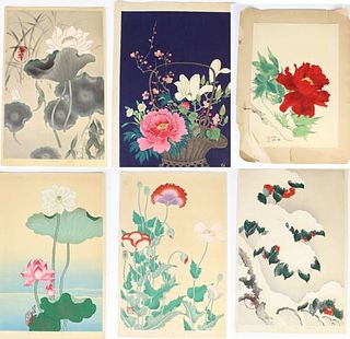 Collection of (6) Asian Floral Lithographs