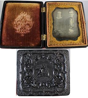 U.S. Thermoplastic Case w/ Cupid and Stag 1850's