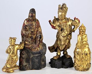(4) Chinese Carved Giltwood Figures