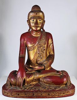 Indonesian Gold Leaf Seated Bhumisparsha Buddha