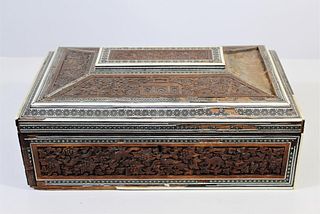 Anglo-Indian Finely Carved and Inlaid Box