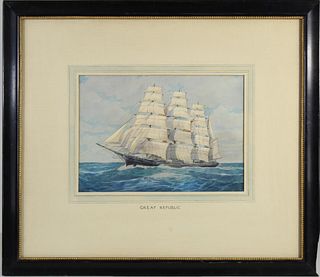 E. Wall (American 19th Century) Watercolor