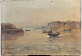 19th Century Maritime Painting Oil on Canvas