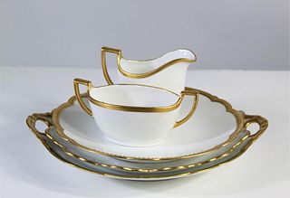 Group of Gold Trimmed Serving Pieces