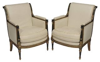Pair Directoire Style Parcel Gilt and