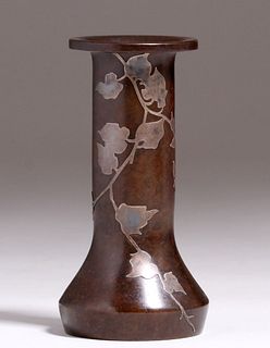 Heintz Sterling on Bronze Flared Rim Vase c1915