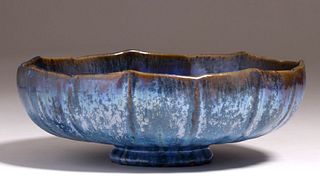 Fulper Pottery Blue Crystalline Fruit Bowl c1915