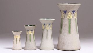 Set of 4 Roseville Mostique Vases