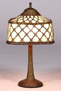 Arts & Crafts Woven Brass Lamp c1910