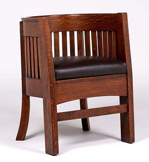 Plail Brothers Prairie School Barrel Chair c1910