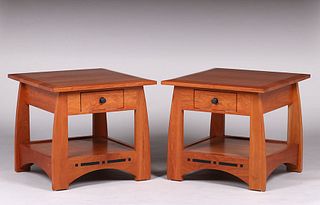 Pair Contemporary Arts & Crafts Amish Nightstands 2010