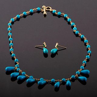 Tiffany & Co. turquoise & 18k necklace/earring set