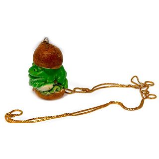 Rare David Gilhooly frog sandwich pendant-necklace