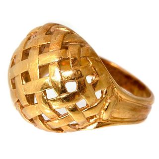 14k gold lattice design dome ring
