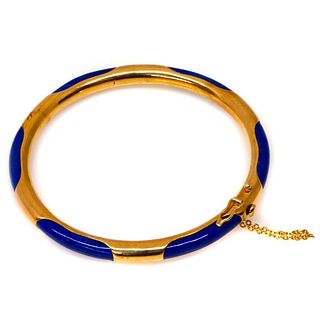 Lapis lazuli and 14k gold bangle bracelet