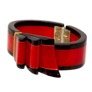 Vintage bakelite hinged ribbon bracelet