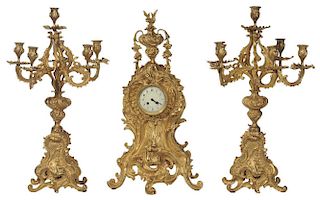 Louis XV Style Gilt Bronze Clock