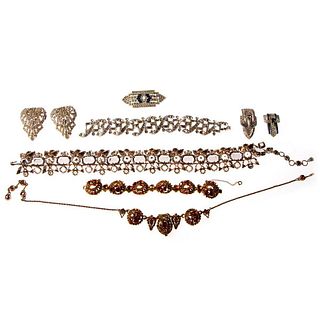Collection of vintage rhinestone jewelry