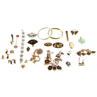 Collection of antique/estate gold-filled, silver jewelry