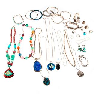 Collection of silver and stone jewelry