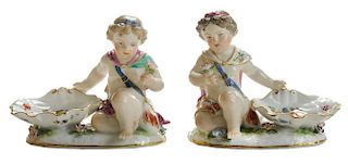 Pair Meissen Porcelain Putto Figural