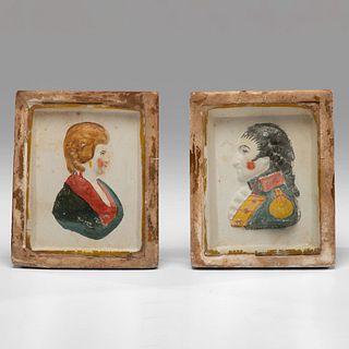 A Pair of Chalkware Portraits of George and Martha Washington