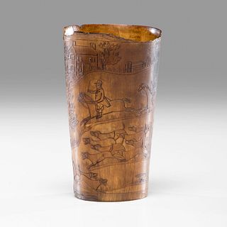 An Engraved Horn Cup