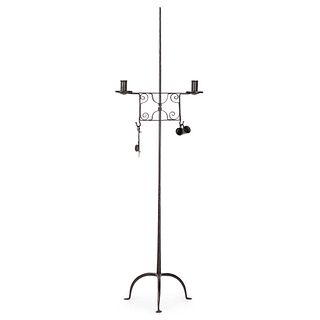 A Wrought Iron Adjustable Floor Candlestand