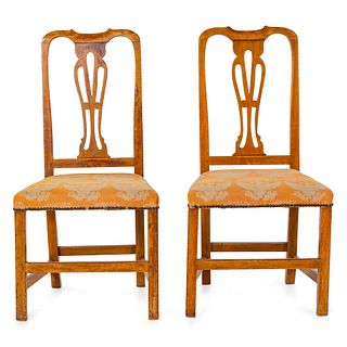 A Pair of Chippendale Carved Maple Side Chairs
