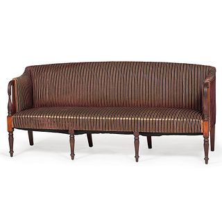 A New England Federal Carved and Inlaid Mahogany Sofa