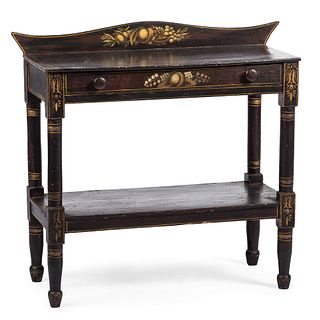 A New England Classical Grain-Paint and Stencil Decorated Pine Washstand