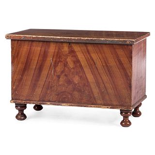 A Federal Turned and Grain-Paint Decorated Poplar Blanket Chest