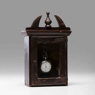 A Primitive Painted Clock Bonnet Watch Hutch 