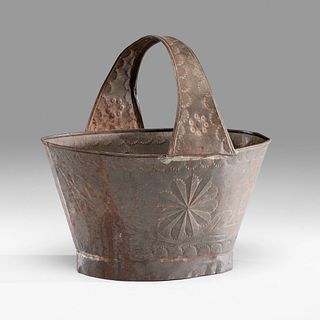 A Punch-Decorated Sheet Tin Wedding Basket