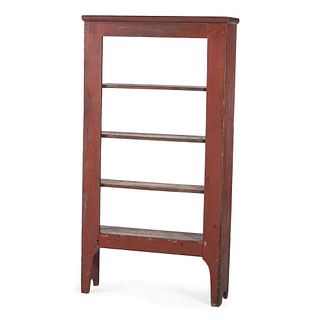 A Federal Red Painted Pine Bookshelf