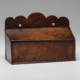 A Federal Carved Figured Maple Lift Top Candle Box