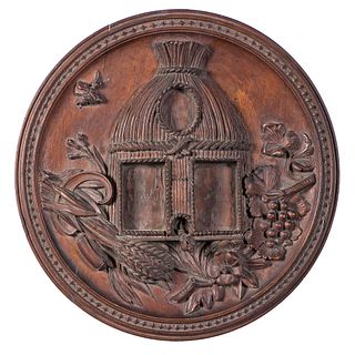 A Relief-Carved Walnut Plaque, Possibly Mormon