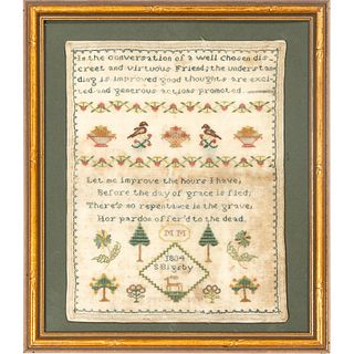 Two Pictorial and Verse Needlework Samplers