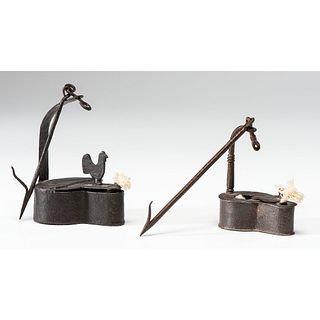 Two Iron Betty Lamps