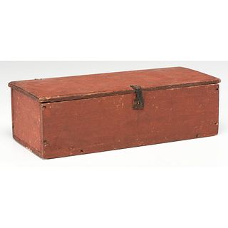 A Red-Painted Basswood Document Box