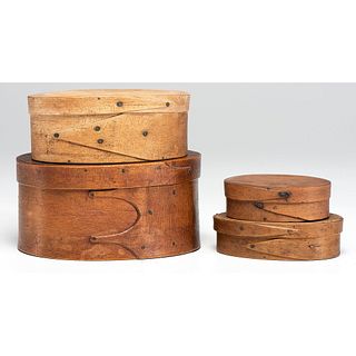 Four Oval Bentwood Pantry Boxes