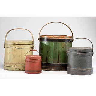 Four Painted Wooden Firkins