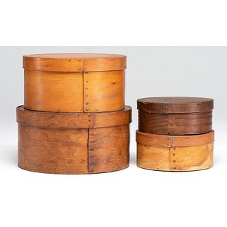Four Round Bentwood Pantry Boxes