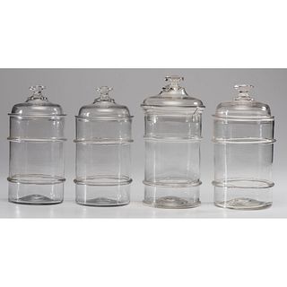 Four Blown Glass Jars