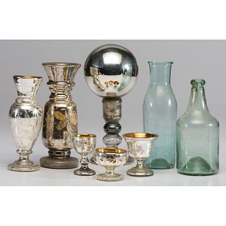 Eight Pieces of Blown & Mercury Glass