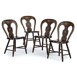 A Set of Four Paint-Decorated Fancy Chairs