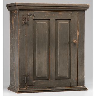 A Green-Painted Wooden Hanging Cupboard