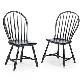 Two Painted Sack Back Windsor Chairs